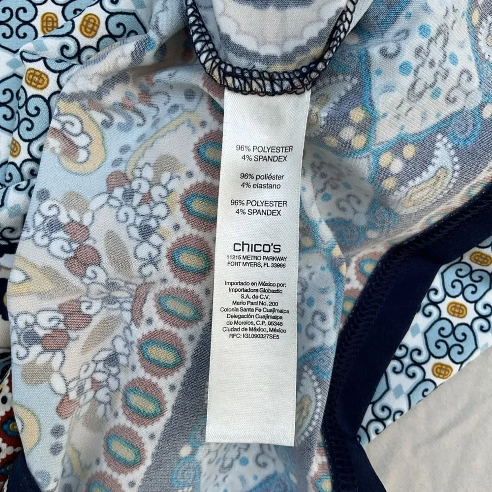 Chico's Powder Blue Paisley-Print Midi Shift Dress